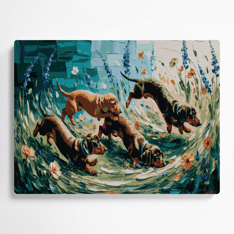 Chiens, teckel gris, art mural en métal