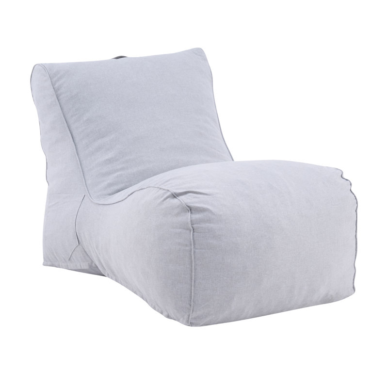 Lyra Modern Minimalist Olefin Outdoor Bean Bag Chair with Shredded Foam Fill, 1, Gray