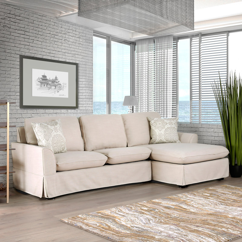 Daivelis Upholstered L-Shaped Sectional Right Hand Facing, Beige 100% Polyester