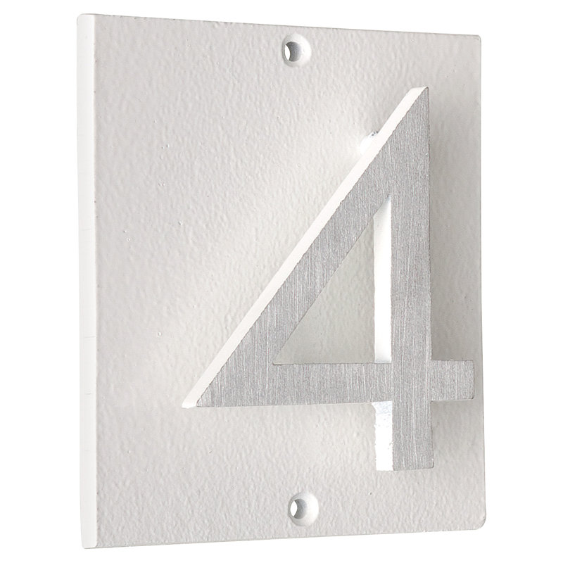 Plaque d’adresse murale sur 1 ligne flottante, Blanc, Nickel satiné deux tons, Oui