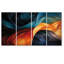 Ensemble d'art mural rétro bleu, orange et liquide, vagues, 4 pièces-861722148