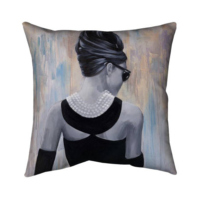 Audrey Hepburn Fashion Beauty Pillow | Contemporary – Outdoor Throw Pillow with Insert, Weather-Resistant