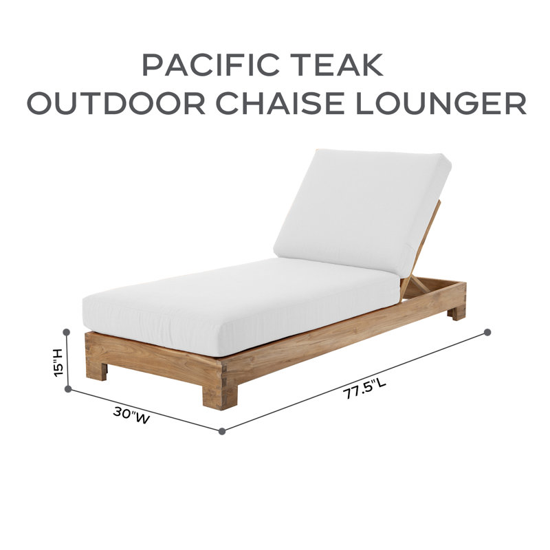 2 Pacific Teak Outdoor Chaise Loungers, Navy