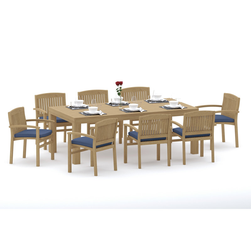 Wave Outdoor 9 - Piece Teak Dining Set