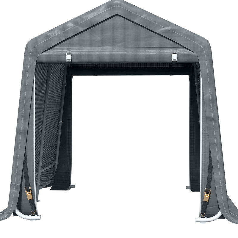 Abri d'auto robuste 9 pi x 8 pi, avec couvercle et portes à fermeture à glissière, auvent portatif pour abri d'auto avec outils de jardinage, 8 pi, accès facile, vélos