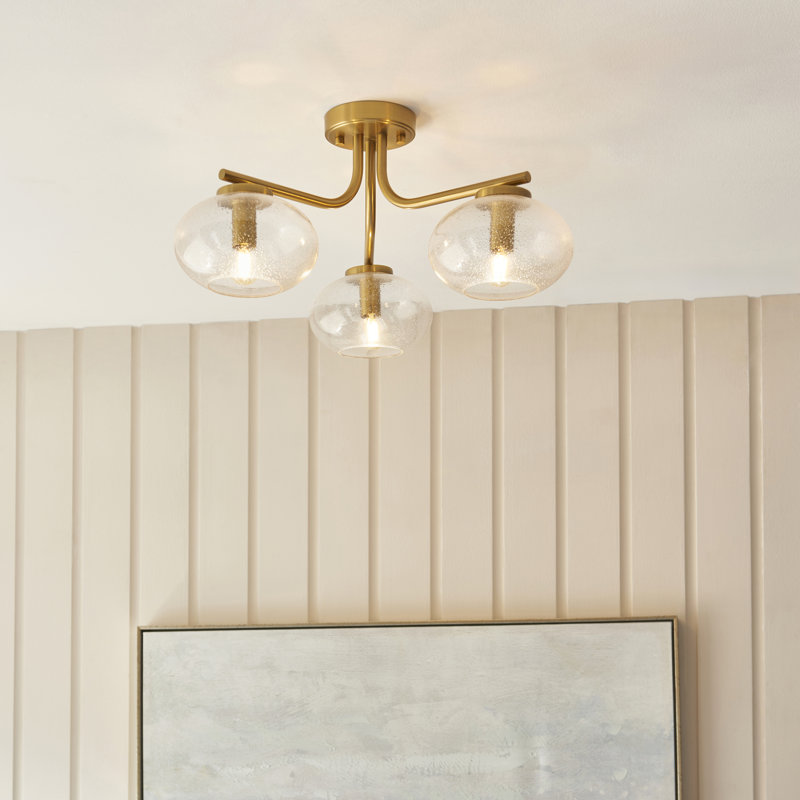 Jako Semi Flush Ceiling Light, 26cm H x 60cm W x 60cm D, 3 Lights