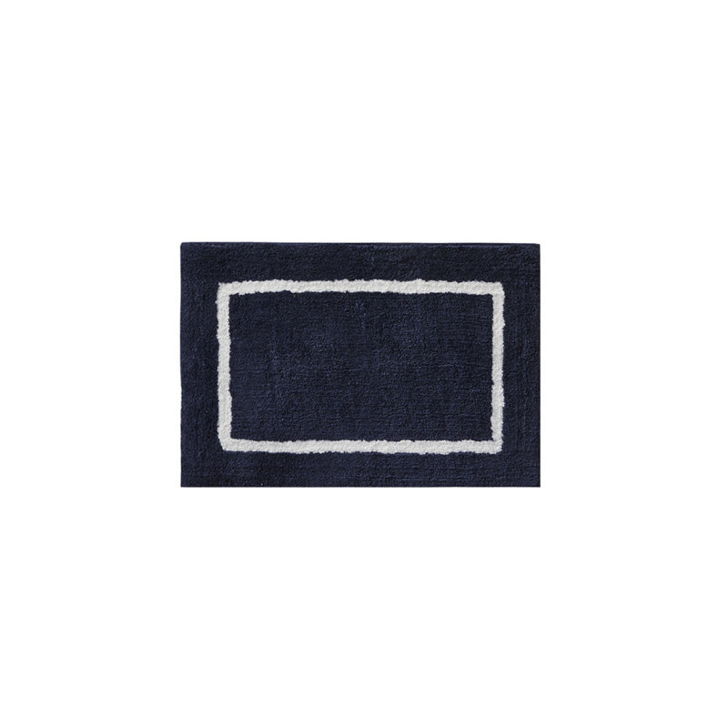 Tapis de bain réversible en microfibre touffetée à poils longs, L 34 po x l 21 po, Marine