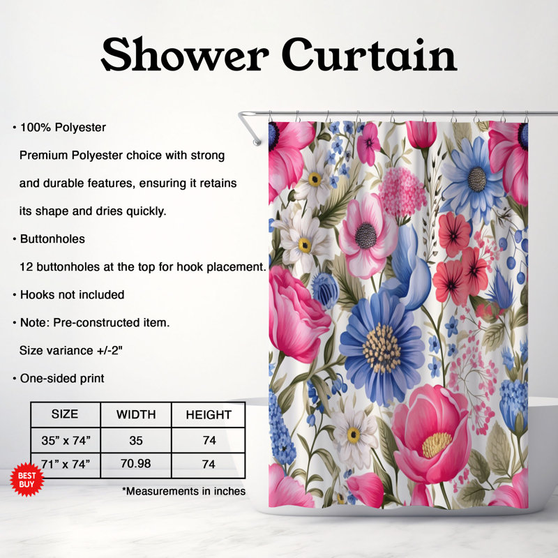Flower - Premium Shower Curtain, 74"H x 71"W
