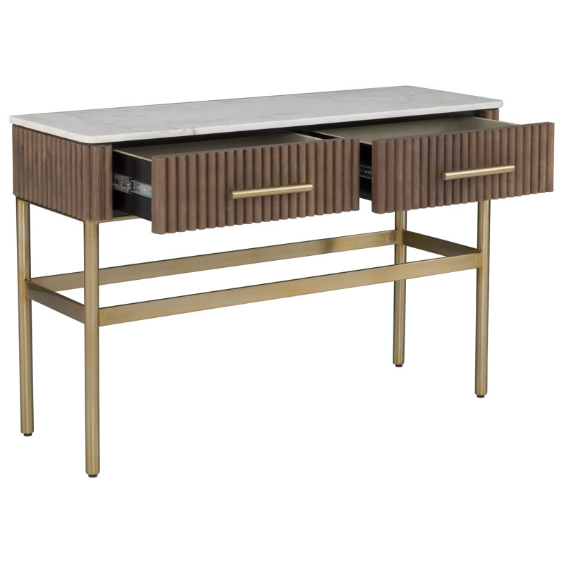 Two Drawer Rectangular Console, White