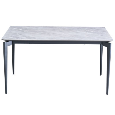Glossy Sintered Stone Paper Craft Table With Black Legs, Seats 6-8 Jumbo Accommodates