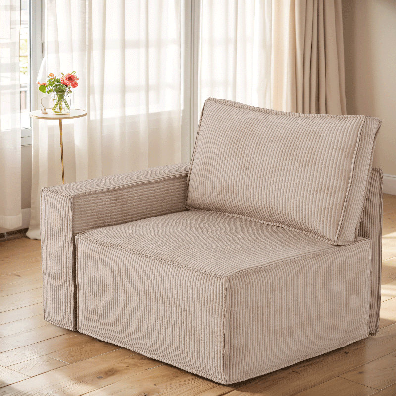 Fauteuil d'appoint modulaire faisant face à la gauche Bennett pour canapé modulaire modulaire, Tanné