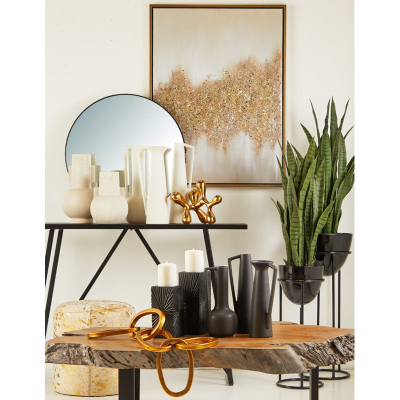 Gold Glitter Abstract Geode Canvas Wall Art with Frame