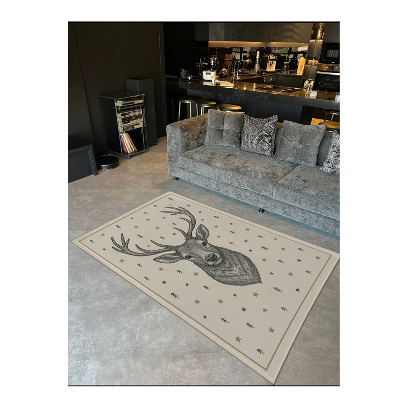 Tapis gris tissé Mosso, 4 pi 11 po x 9 pi 10 po
