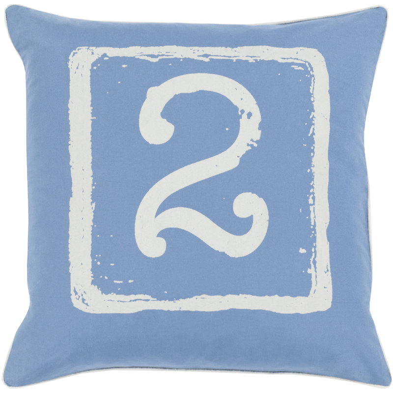 Housse de coussin en coton , 22 po x 22 po, Denim / ivoire, 2