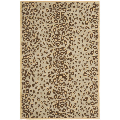 Jamon Martha Stewart Hand Tufted Wool/Viscose Animal Print Rug in Horizon Sand Beige