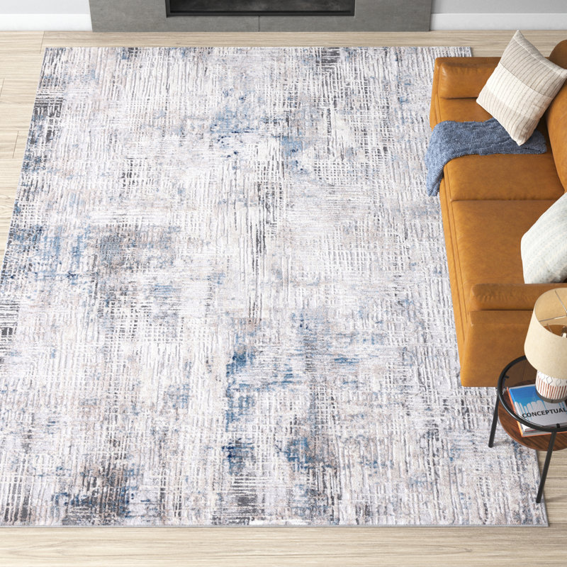 Tapis bleu / gris Neuman Vogue 117, Rectangle 5 pi 3 po x 7 pi 6 po