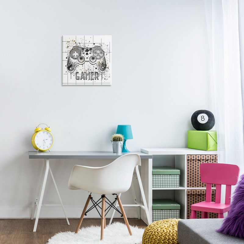 Toile Gamer with Pixel Splatter, conception de Kim Allen, H 17 po x l 17 po