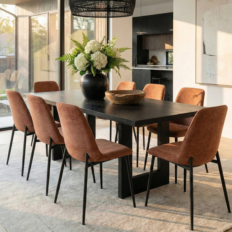Upholstered Chenille Fabric Side Dining Chair, Terra