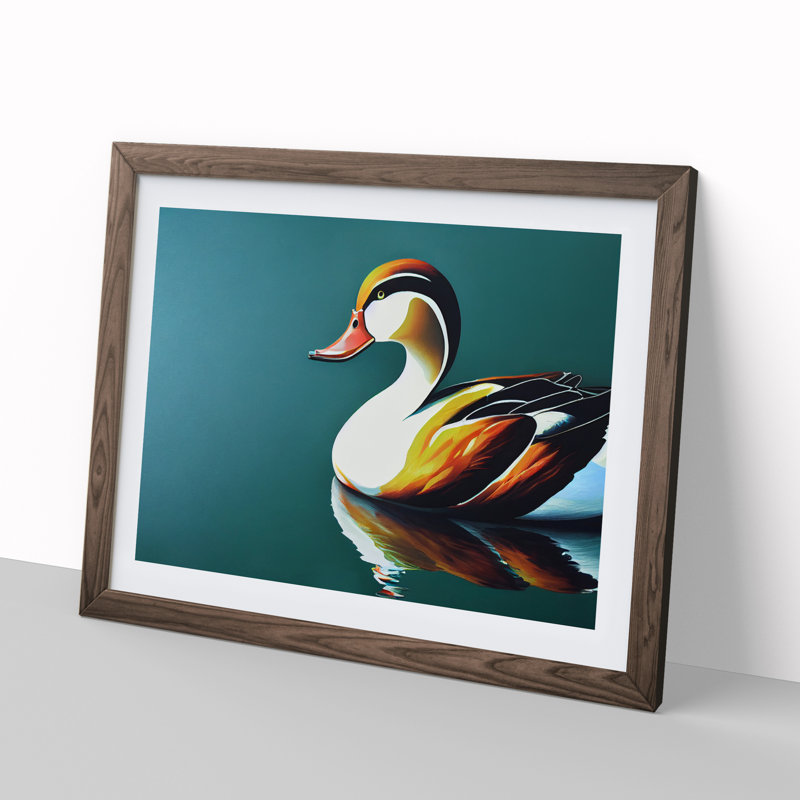 Electrifying Duck - Single Picture Frame Painting, 34cm H x 46cm W x 2cm D, Walnut