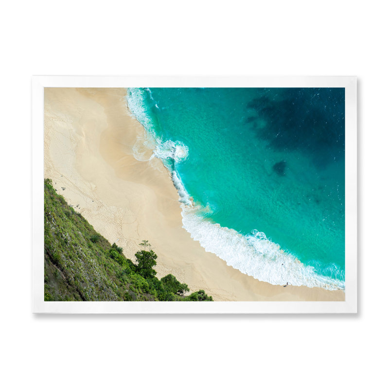Vue aérienne de la plage tropicale VI - reproduction sur toile, H 16 po x l 32 po, Toile blanche avec cadre d'angle fermé