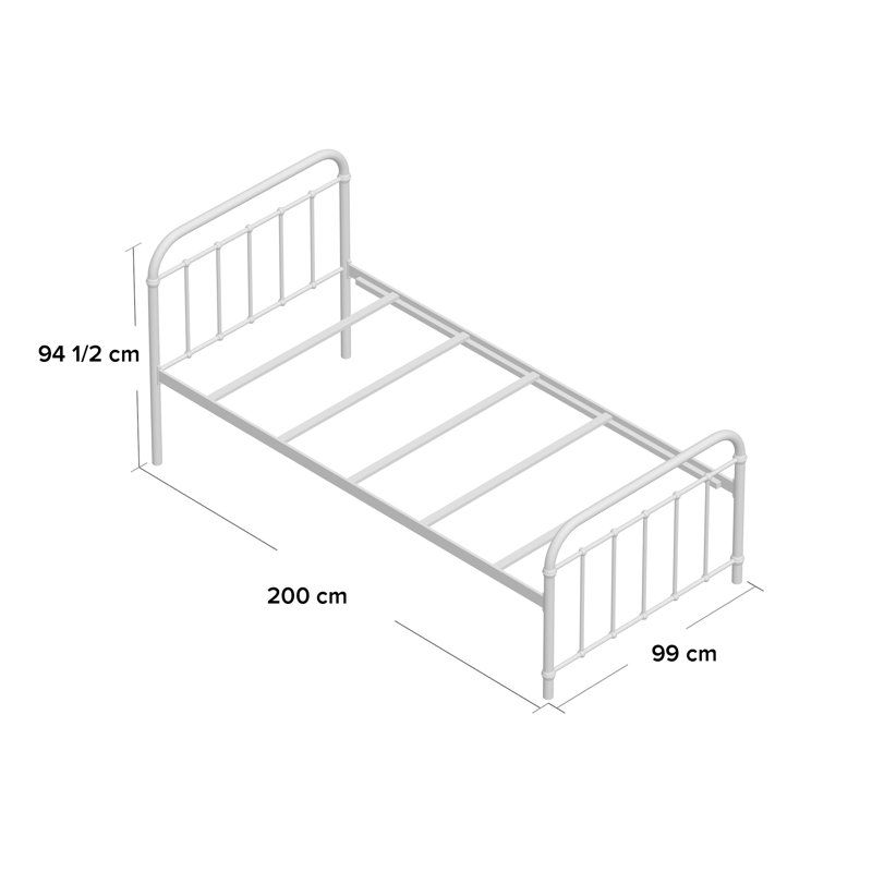 Cleveland Bed, Double (4'6), No Mattress Required, White