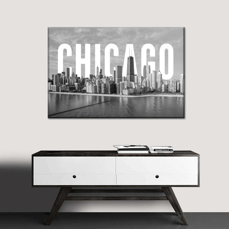 Monochromatic Chicago Canvas Print, 8" H x 12" W x 1" D