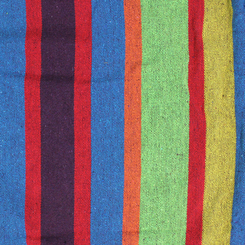 Hamac brésilien rayé double tissé, H 1 po x l 57 po x P 72 po, Bleu / Vert / Jaune