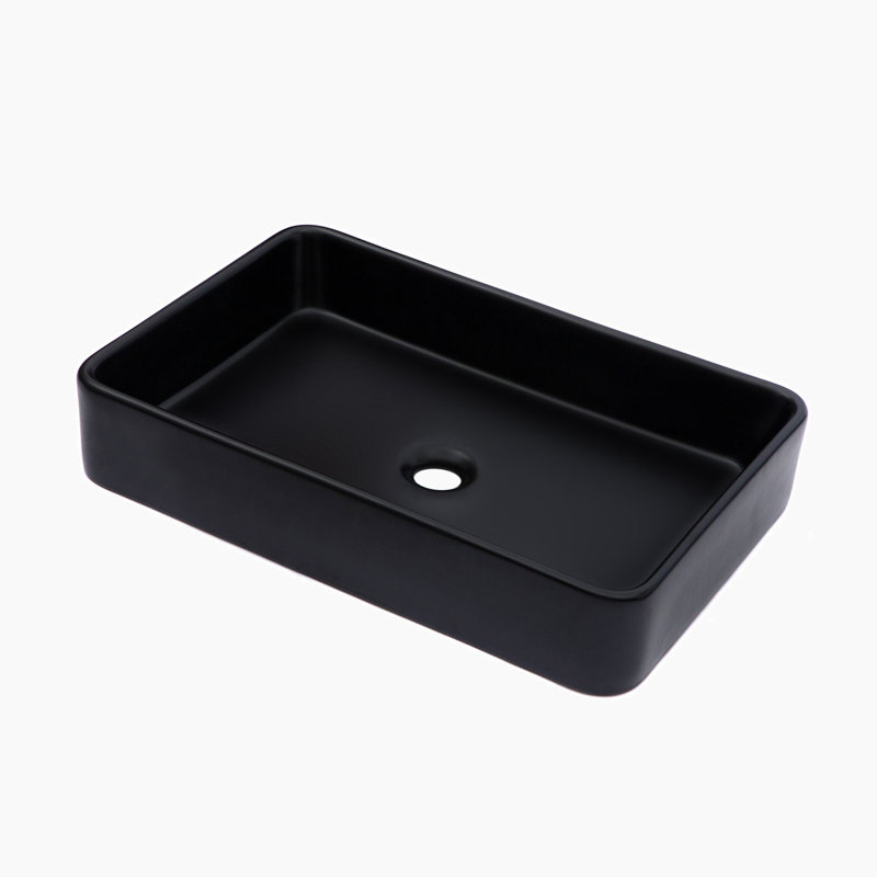 Hewei 16'' Black Ceramic Rectangular Vessel Bathroom Sink