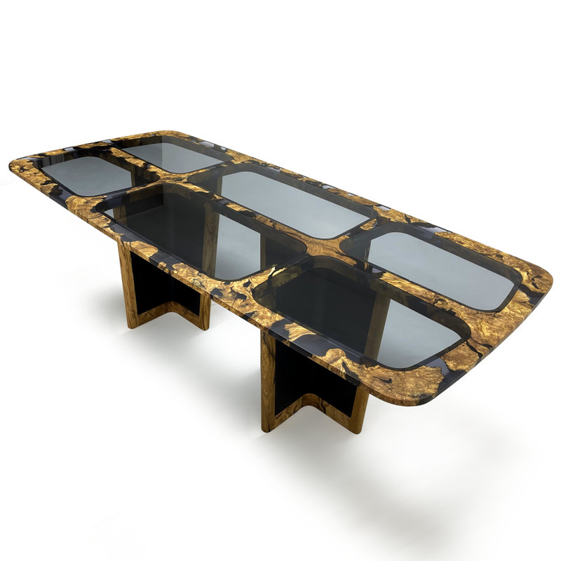 Salamis Solid Wood Base Dining Table, 96" L x 48" W