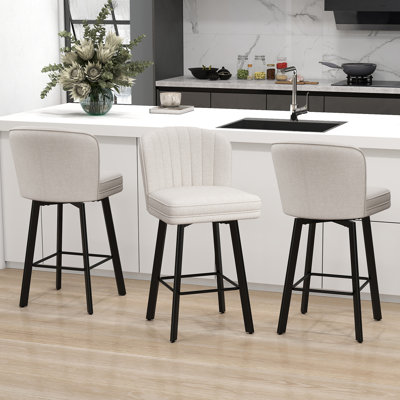 26" Swivel Counter Height Bar Stools With Backs For Kitchen Island
