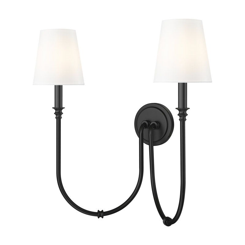 Applique murale 2 lumières noir mat Jisele 21 pouces, Noir mat