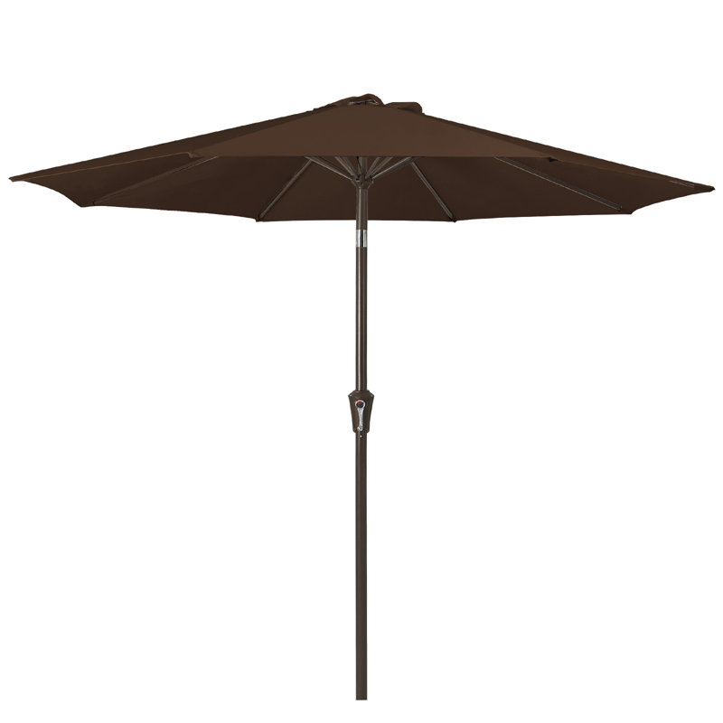 Parasol de marché d'extérieur 9 pi avec inclinaison et manivelle, Brun
