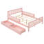 Lit plateforme en bois massif rose avec garde-corps, solutions de rangement et utilitaire-662561073-662561078