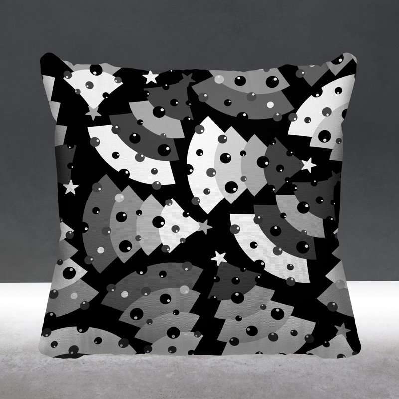 Coussin décoratif intérieur / extérieur Christmas Tree, 19 po x 19 po, Noir, Carré
