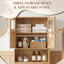 Armoire de toilette 66,93 po en bois original avec portes doubles en rotin