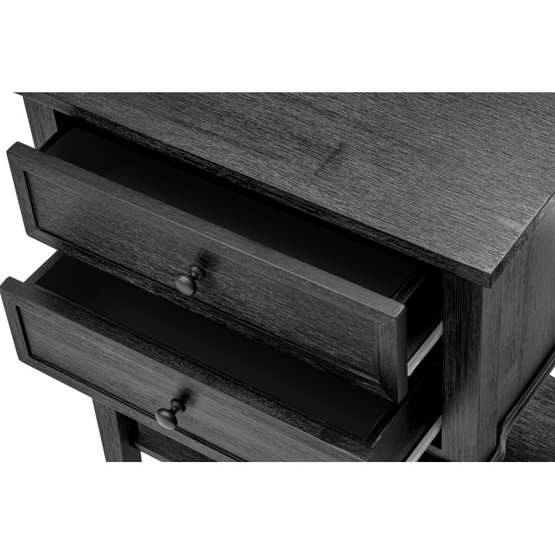 Ensemble de chambre à coucher en bois 3 pièces - 1 base de lit moderne en tissu de lin brun avec tête de lit capitonnée et 2 boutons - Table de chevet au fini crème au beurre brossé