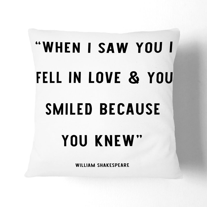 When I Saw You Scatter Cushion, 55cm H x 55cm W x 20cm D, White
