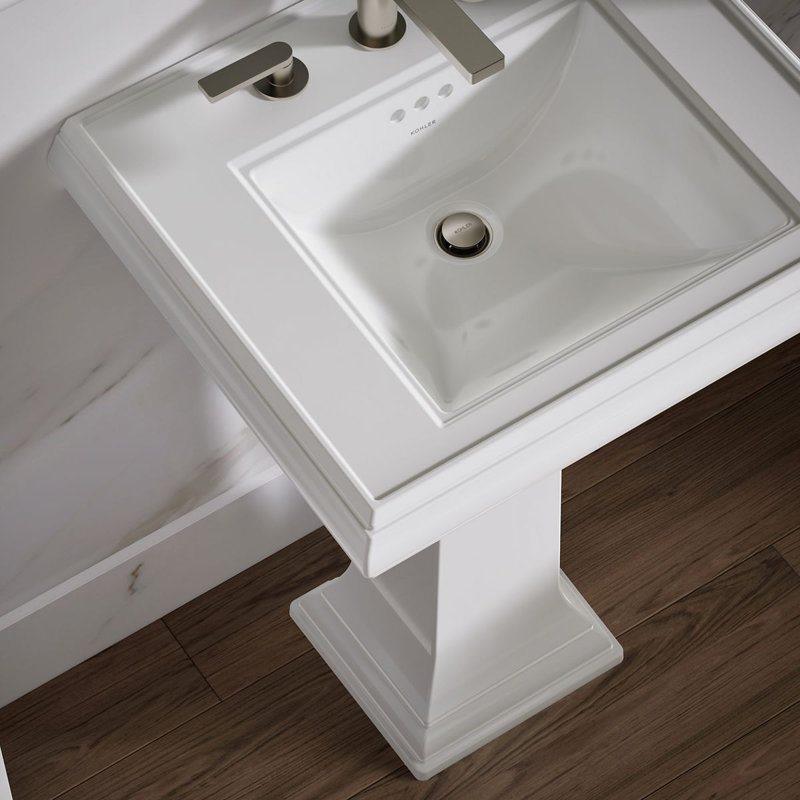 Memoirs®  Pedestal Tall Bathroom Sink with Overflow, White, 8" Centers