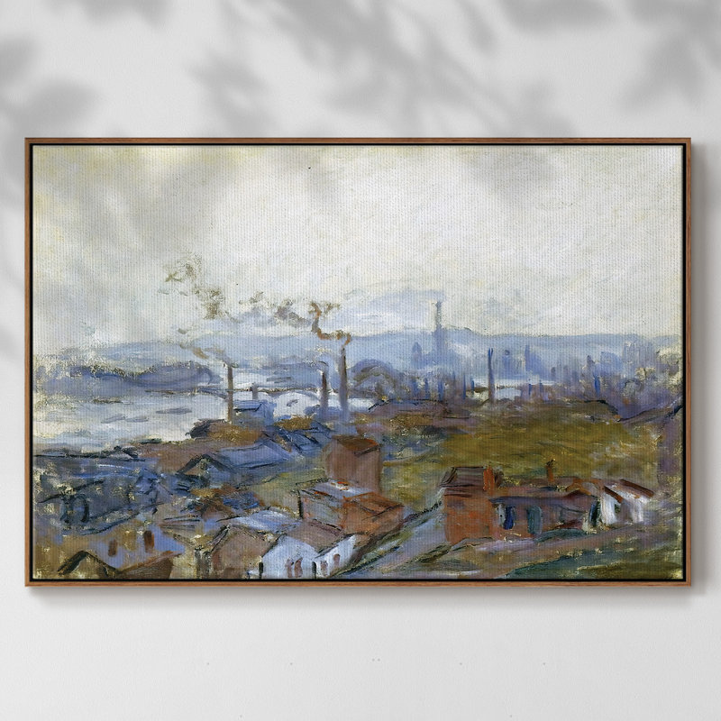Vue de Rouen vue de la côte Sainte, reproduction d'art sur toile, H 27 po x l 41 po x P 2 po, Noyer
