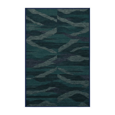 Machine Washable Abstract Blue Area Rug