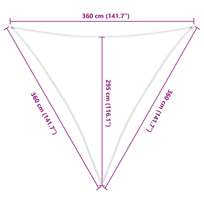 Vidaxl Sunshade Sail Oxford Fabric Triangular Shade Sail Sunscreen Canopy, 3.6m W x 3.6m L x 3.6m D, Yellow/White