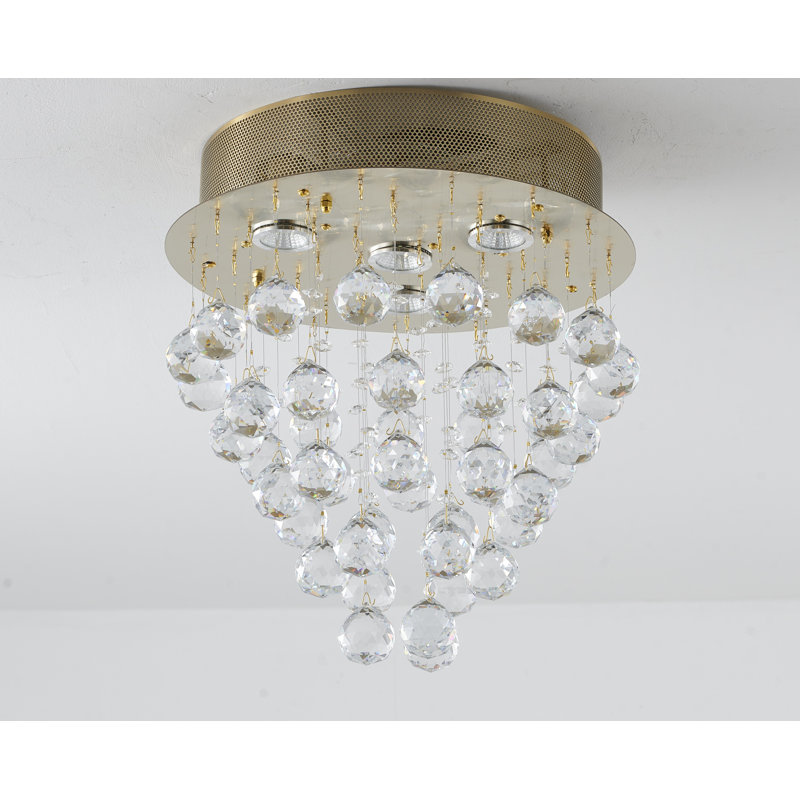 Gennadi Modern 4 Light Gold Crystal Flush Mount, Brass