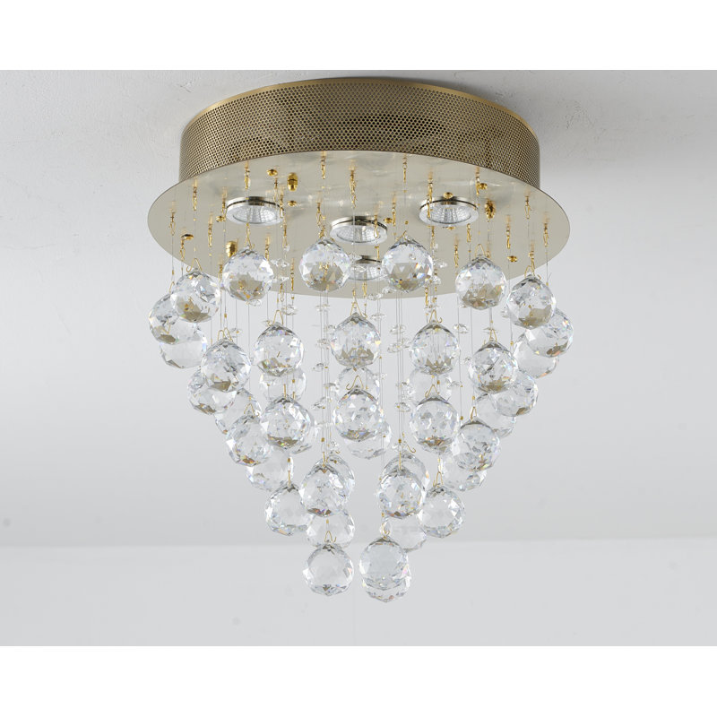 Plafonnier encastré en cristal doré moderne 4 lumières Gennadi, Laiton