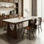 Pine Solid Wood Base Dining Table-1205149384