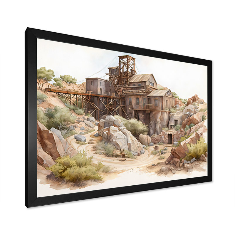 Arizona Wild West Gold Mine I - Impression sur toile, Impression noire sur toile encadrée, H 16 po x l 32 po x P 1 po