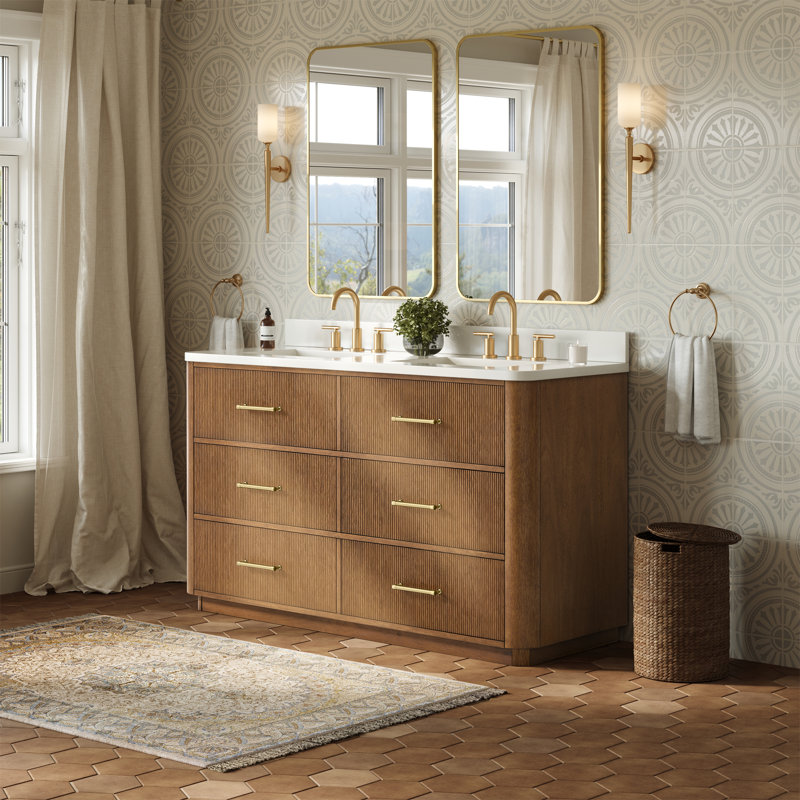 Ensemble de meuble-lavabo double 60 po Francesca, Brun, Bronze