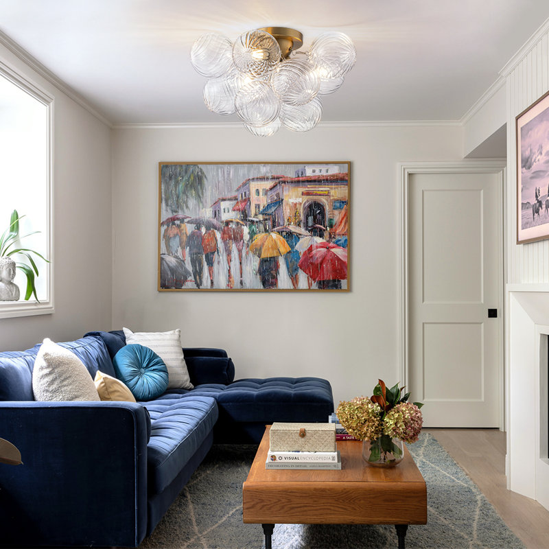 3-Light Cluster Glass Bubble Semi-Flush Mount