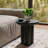 Modern Solid Wood Round End Table with Sculptural Pedestal Base, Black Finish-1481730134