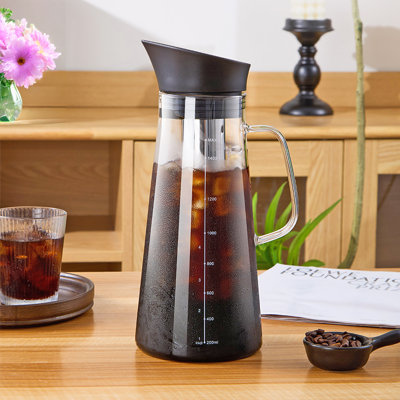 Pichet en verre 51 oz / 1,5 L à immersion chaude et froide avec machine à café glacé avec bec verseur et joints en silicone avec pichet en verre avec acier inoxydable 304