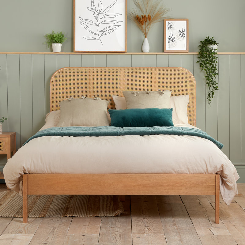 Adeoye RATTAN BED, Double (4'6), Oak